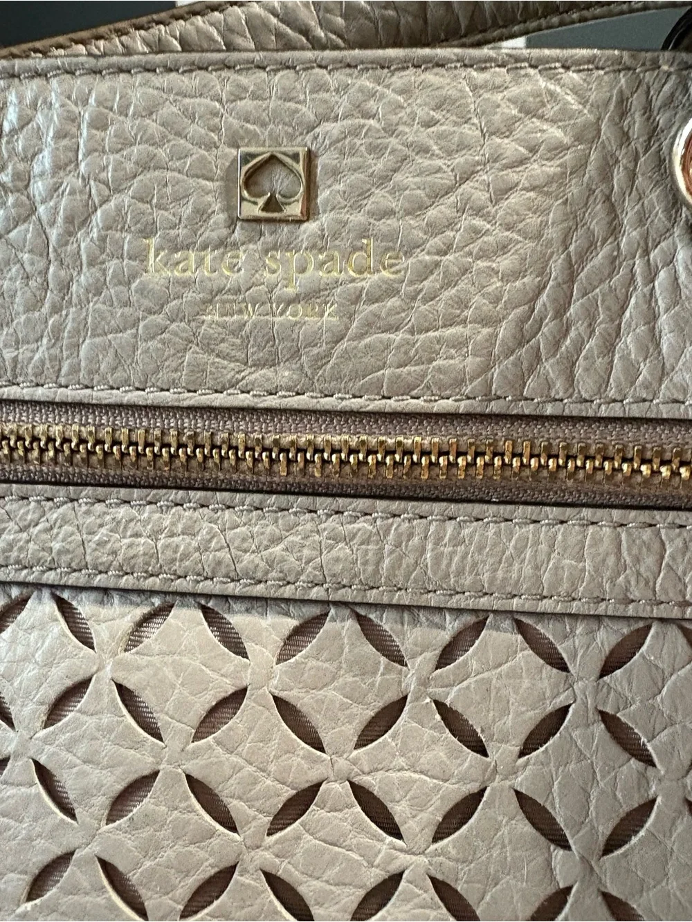 Kate Spade Romy Perri Lane Beige Leather Boho Western Chic Satchel Purse